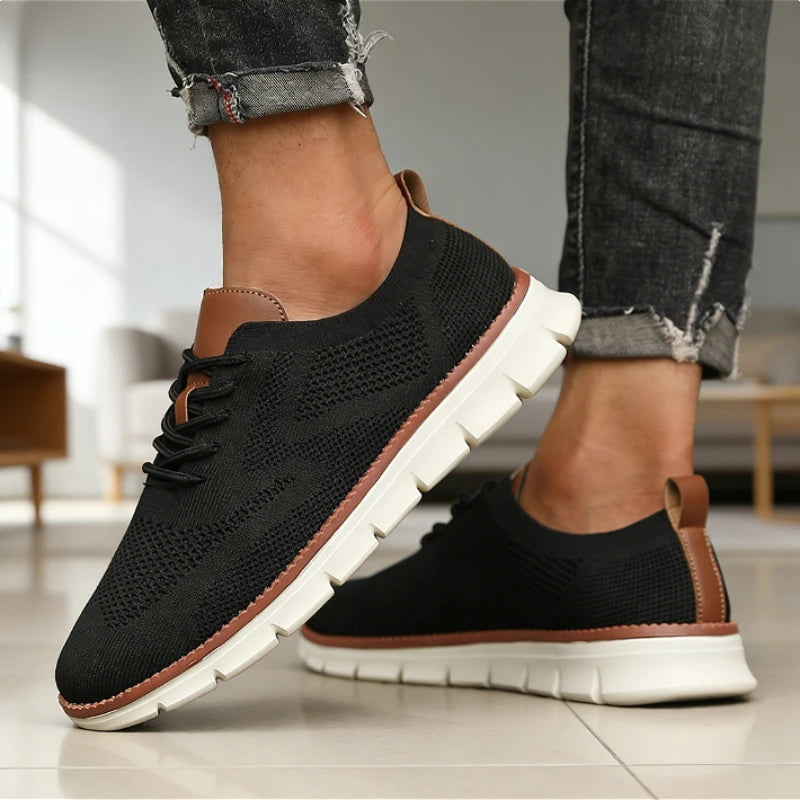 ZULIWAGN Men's Lightweight Breathable Knit Mesh Sneakers Men's Casual Sneakers Axl Black White 39
