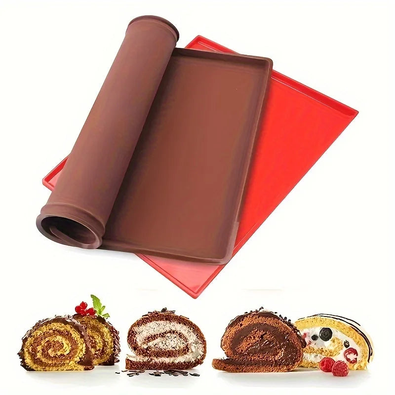 Non-Stick Silicone Swiss Roll Cake Mat 12.2"x10.23" Baking Pad Silicone Baking Mat Axl