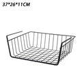 No-Drill Under-Table Hanging Iron Storage Basket & Shelf Hanging Storage Basket Axl Black L