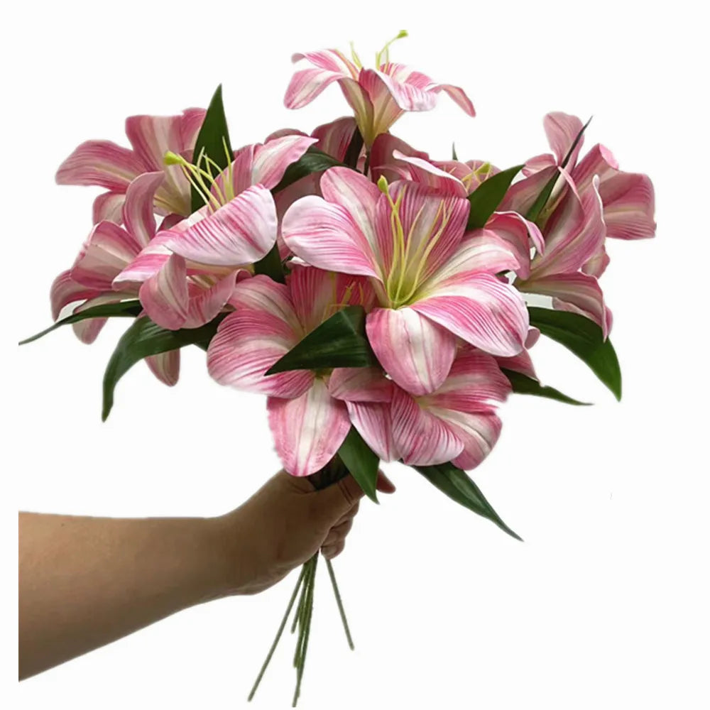6-Pack Real Touch Artificial Day Lily Flower Stems – 3 Heads Artificial Flower Stems Axl
