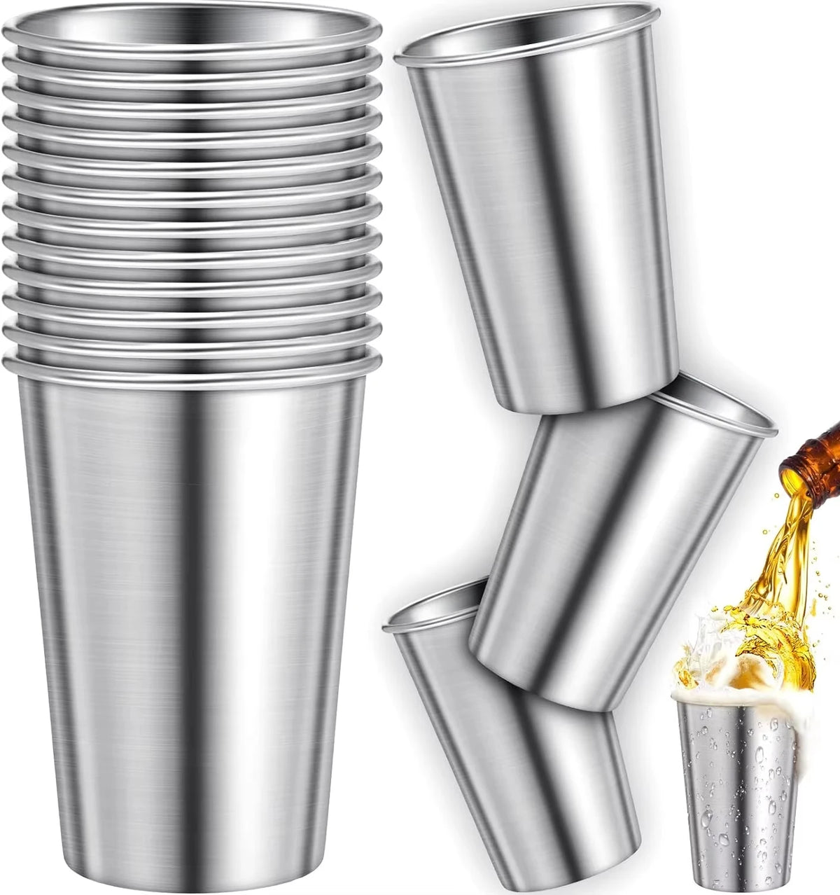 4-Pack Stainless Steel Pint Cups 500ml – Stackable Tumblers Metal Tumbler Set Axl 4PCS 500ML 500ml