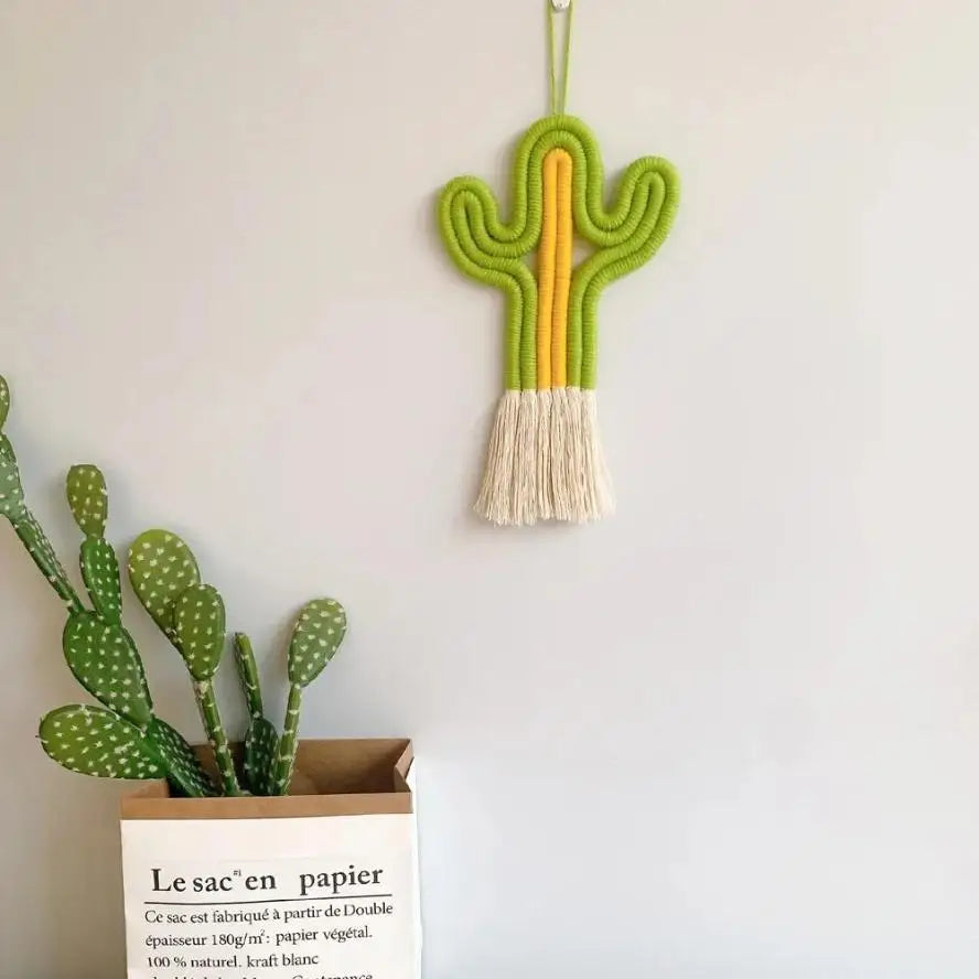 Cactus Macrame Wall Hanging – Boho Cotton Rope Home Decor Macrame Wall Hanging Axl