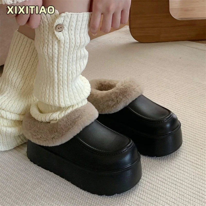 Women's Faux Fur Plush Mule Slippers – Cozy Winter House Shoes Faux Fur Slippers Axl