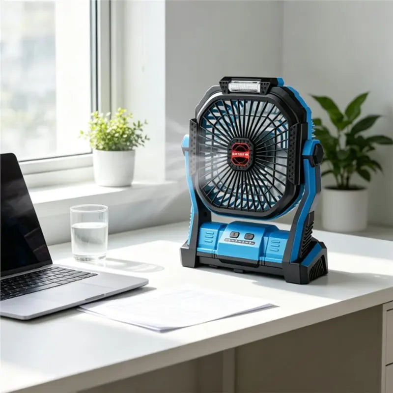 Rechargeable Camping Fan with LED Light – 4 Speed Hanging Fan Camping Fan Axl