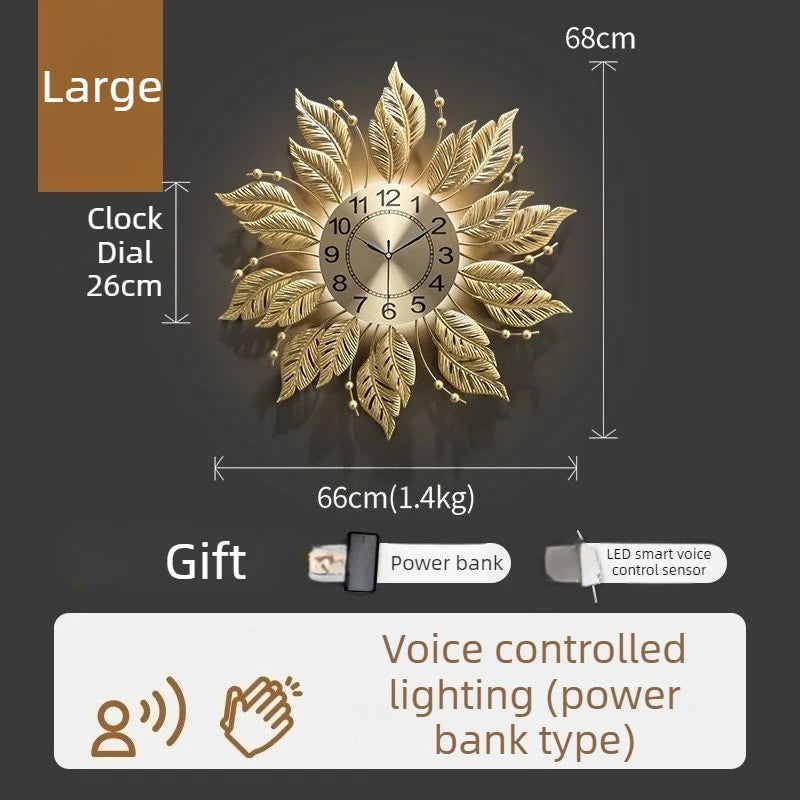 Modern Luxury Luminous Wall Clock – Silent Minimalist Gold Wall Clock Axl Large-Charged