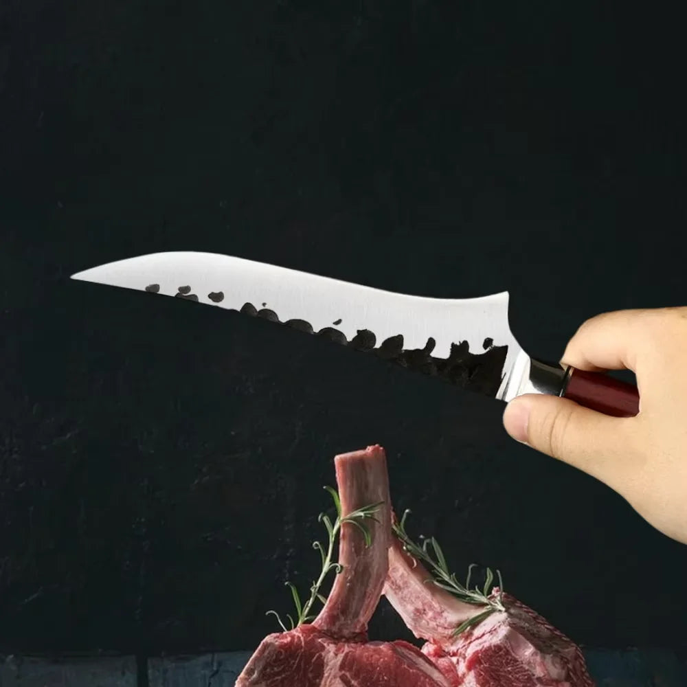 Hand Forged Boning Knife – Hammered Steel & Rosewood Handle Boning Knife Axl