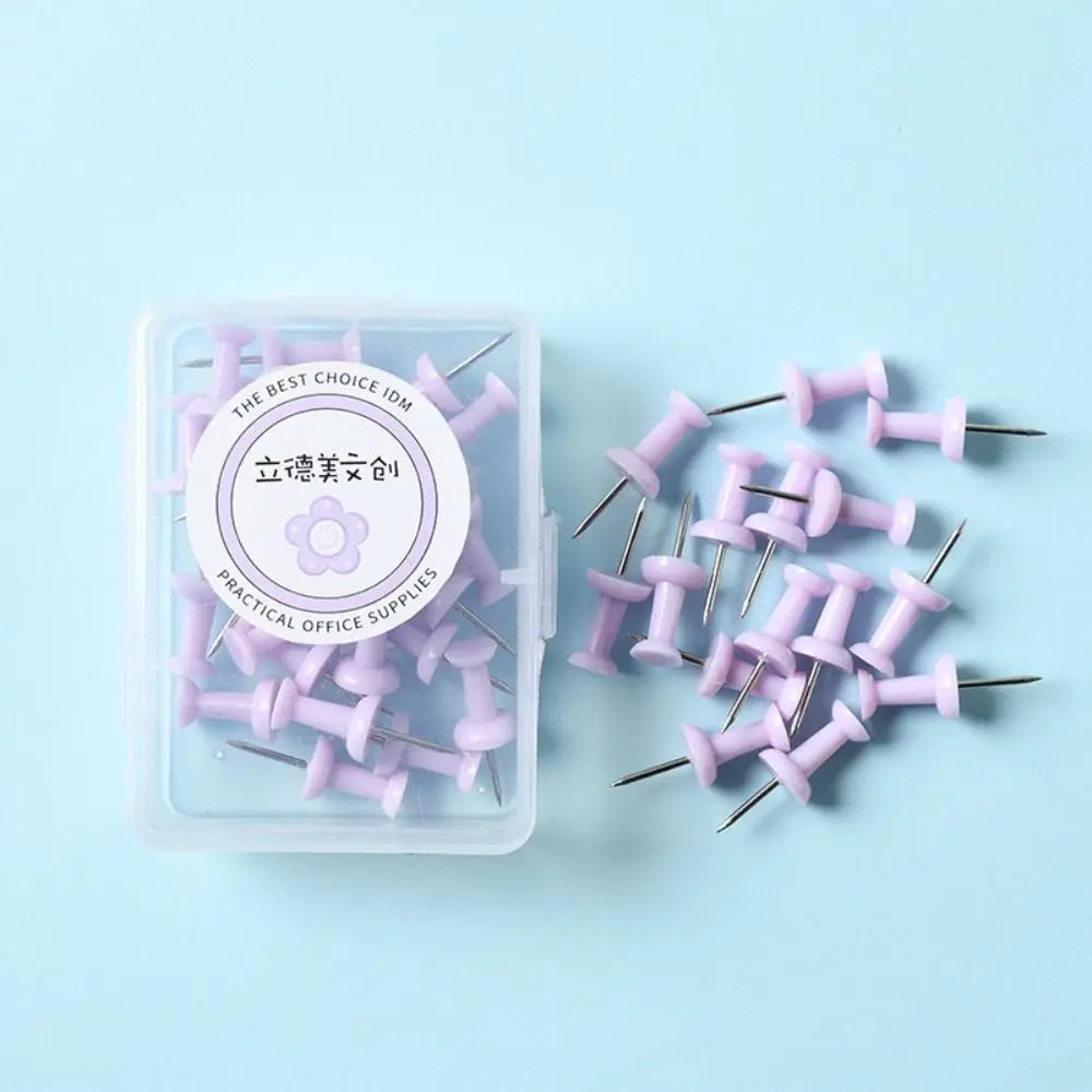 Macaron Color Pushpins – Pastel Plastic Thumb Tacks for Boards Decorative Pushpins Axl Purple-S-40pcs-box