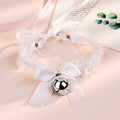 Gothic Lace Bow Bell Choker Necklace – Women's Party Jewelry Choker Necklace Axl white