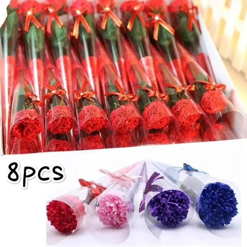 8-Pack Carnation Soap Flowers – Gift Bouquet for Any Occasion Artificial Soap Flowers Axl