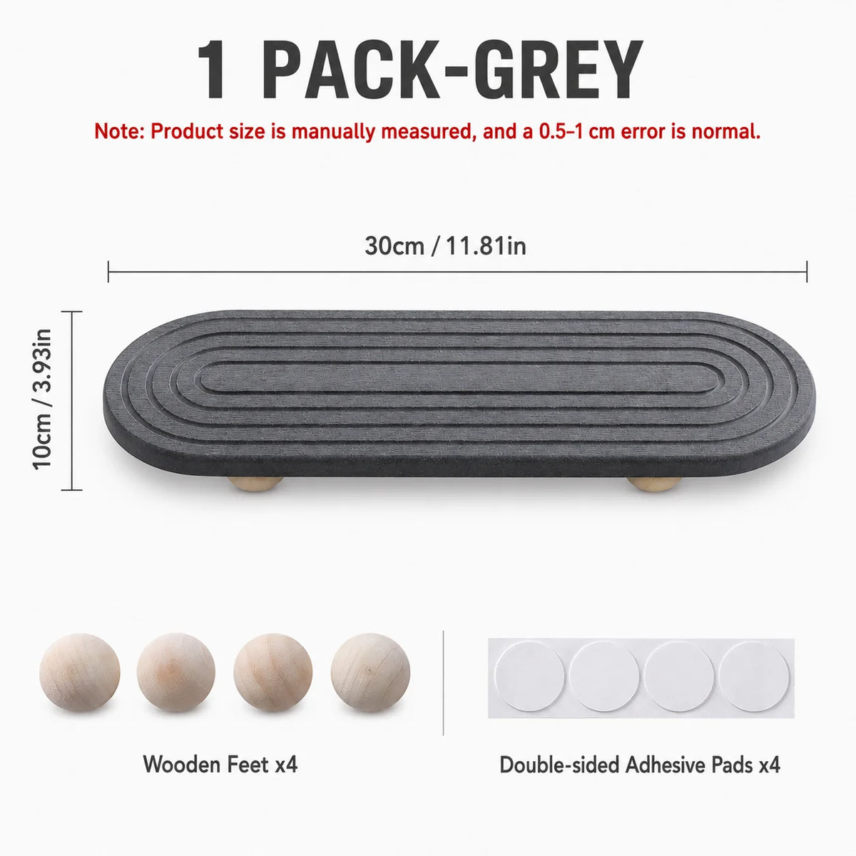 Elevated Diatomite Sink Tray with Wooden Feet | Fast Drying Mat Diatomite Sink Tray Axl 1 Pack-Grey