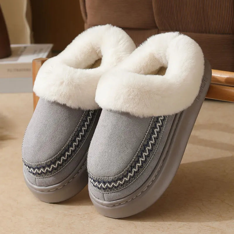 Winter Plush Slip-On Slippers – Warm Indoor Outdoor House Shoes Winter Plush Slippers Axl GRAY 44-45