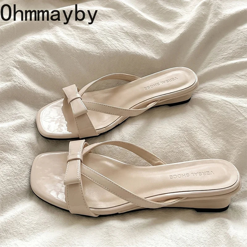 Women's Low Heel Square Toe Slides – Lightweight Summer Slippers Women's Slide Slippers Axl