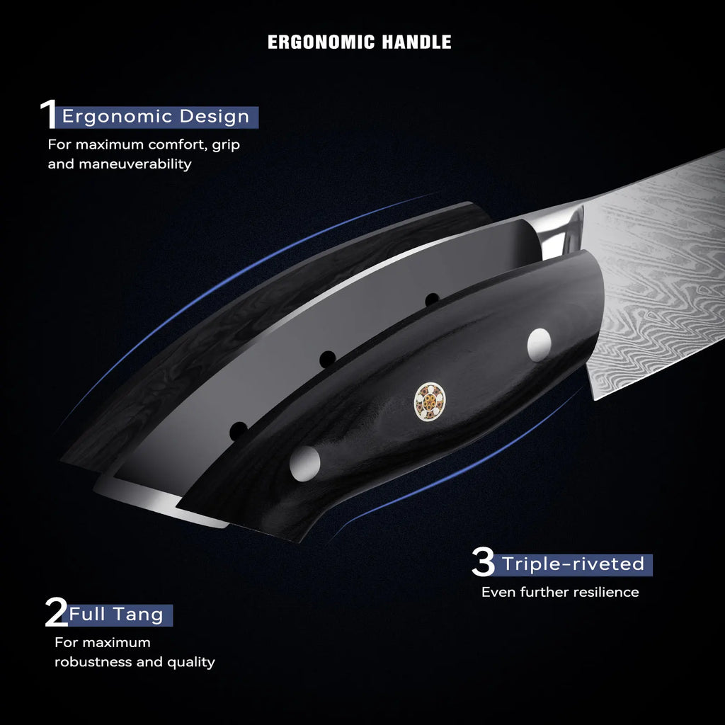 Damascus Steel Chef Knife – Japanese Forged Kitchen Knife & Gift Box Damascus Chef Knife Axl