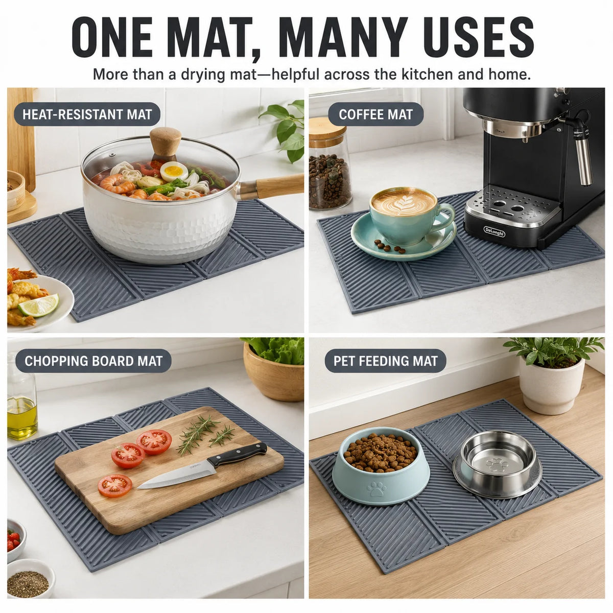 Foldable Silicone Dish Drying Mat – Non-Slip & Heat Resistant Dish Drying Mat Axl