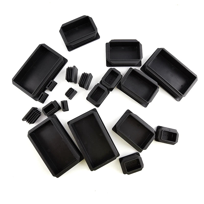 4PCS Black Rectangle Plastic End Cap Tube Pipe Blanking Plug Tube End Cap Axl