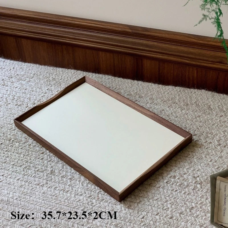 Retro Wooden Storage Tray – Walnut & Cherry Kitchen Organizer Wooden Storage Tray Axl Walnut Wood-White