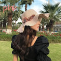 Women's Woven Floral Sun Hat – Breathable Summer Beach Hat Woven Sun Hat Axl Pink