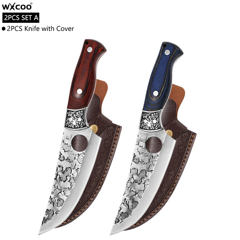 WXCOO Forged Boning Knife – Stainless Steel Butcher Knife Boning Knife Axl 2PCS SET A