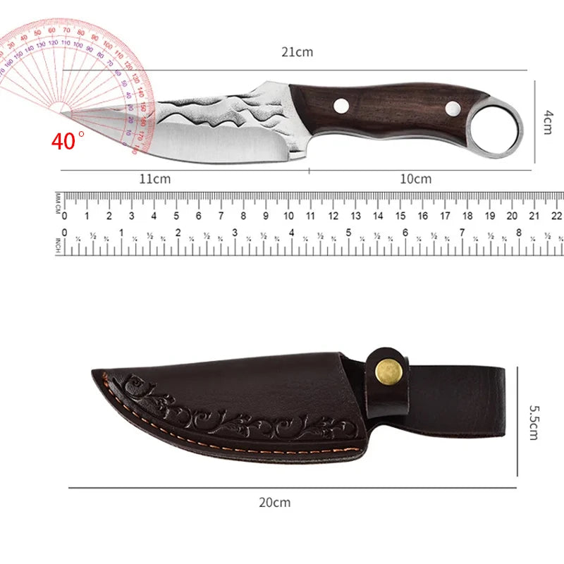 Japanese Hammered Kitchen Knife – Stainless Steel & Wood Handle Kitchen Knife Axl