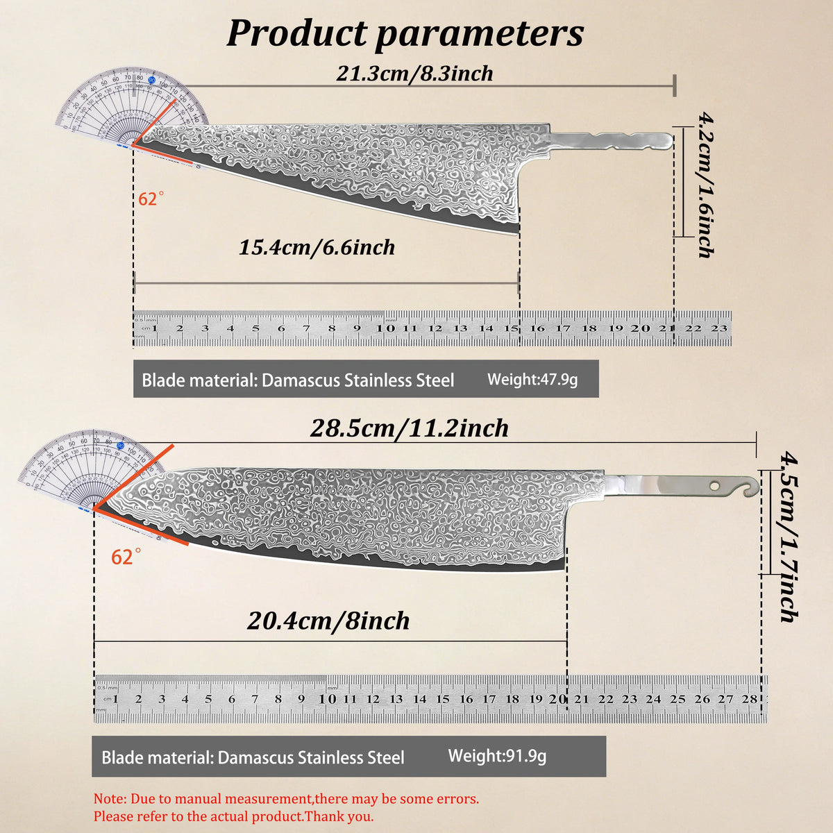 Hand Forged Damascus Steel Chef Knife Blade – DIY Kit Damascus Knife Blank Axl