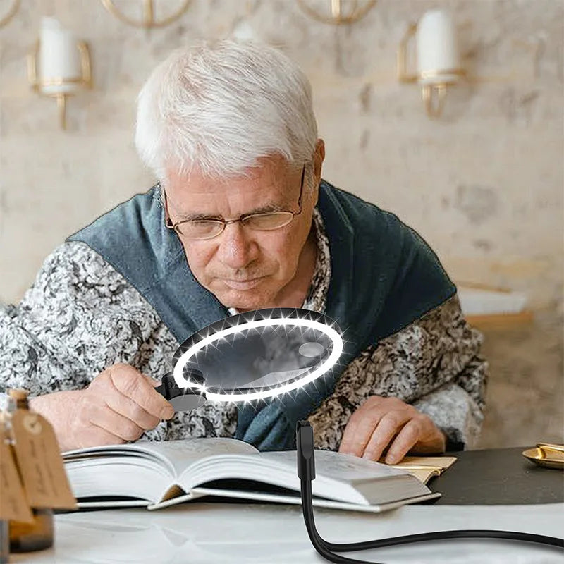 Hands-Free Neck Magnifying Glass 130mm | Cold & Warm LED Light Neck Magnifier Axl