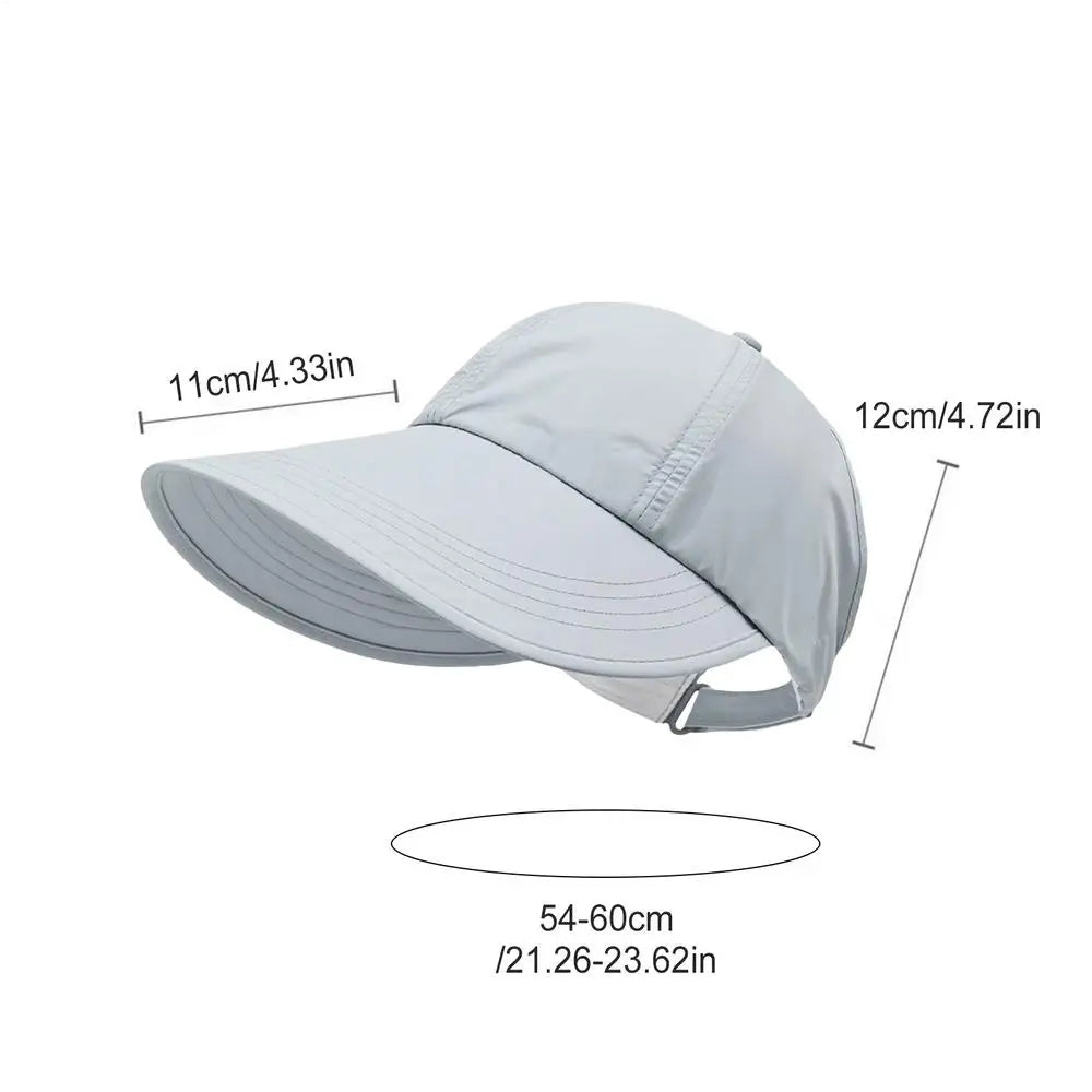 Women's Wide Brim UV Sun Hat – Open-Top Ponytail Visor Women's Sun Visor Hat Axl Gray