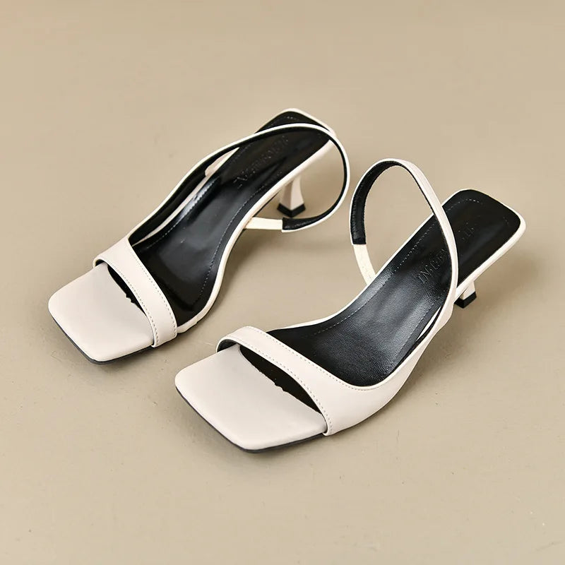 Women's Square Toe Slip-On Sandals – Open Toe Summer Heels Women's Sandals Axl