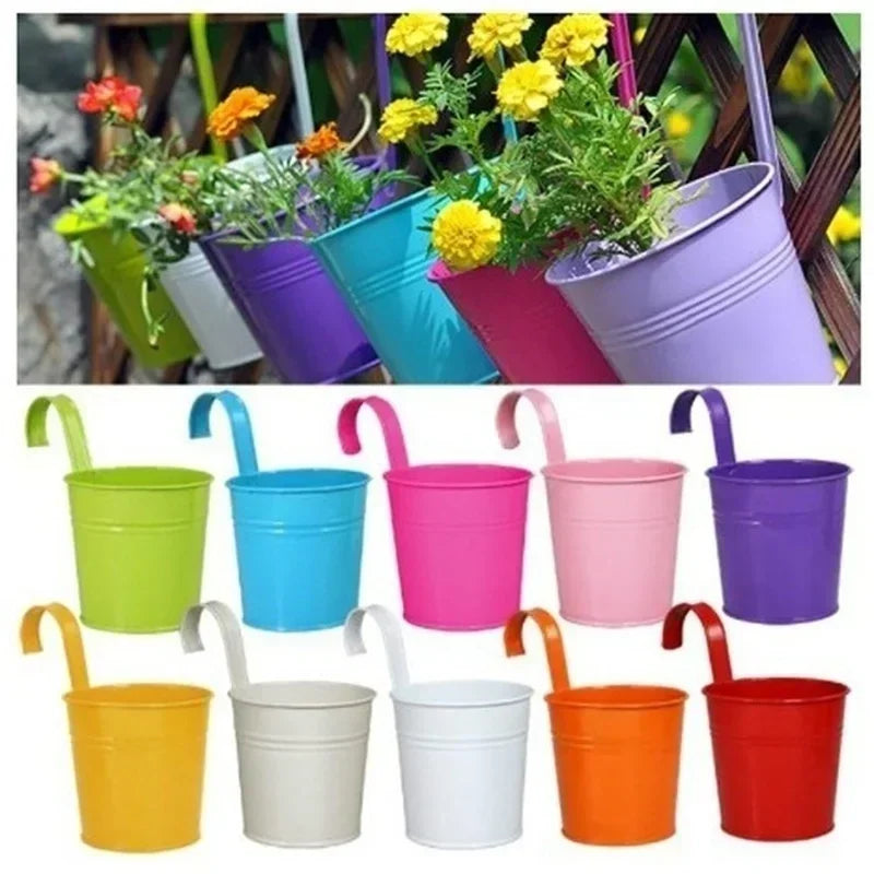 Iron Wall Hanging Flower Pot with Hook – Balcony Planter Wall Hanging Planter Axl