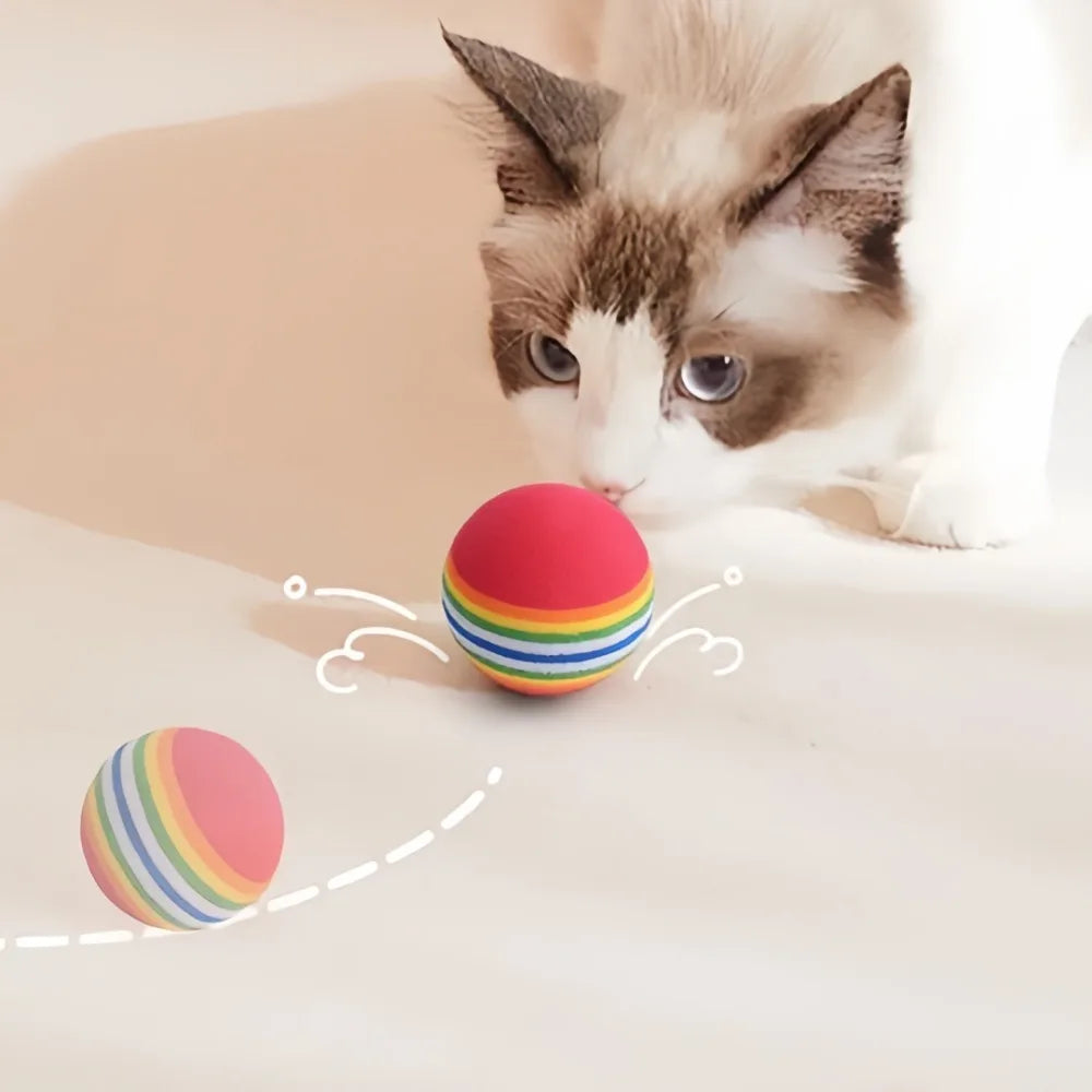 Rainbow EVA Cat Toy Balls 5-Pack – Interactive Pet Play Cat Toy Balls Axl