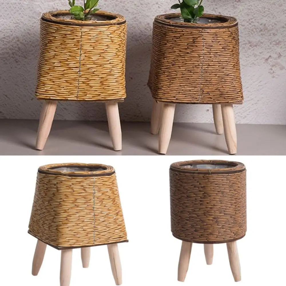 Rattan Woven Flower Pot with Removable Legs | Nordic Plant Stand Woven Plant Stand Axl