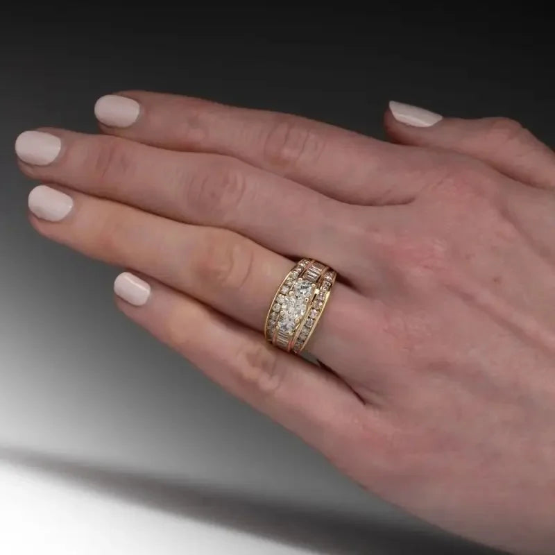 Huitan Women's CZ Engagement Ring – Brass Wedding Band T0954 CZ Engagement Ring Axl