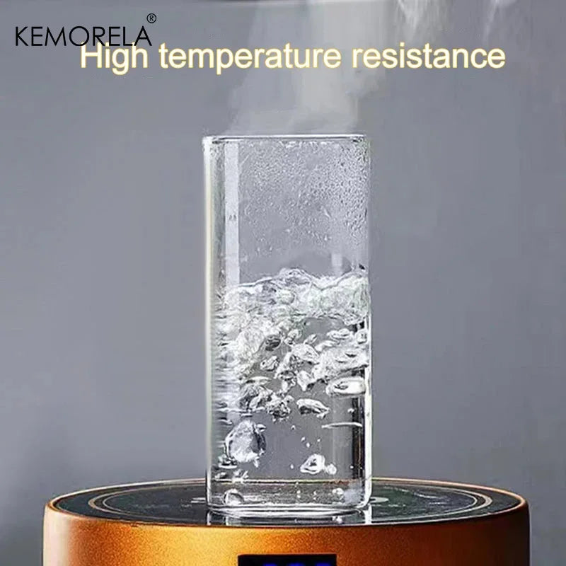 Square Heat-Resistant Glass Cup with Lid & Straw | KEMORELA Glass Drinkware Set Axl
