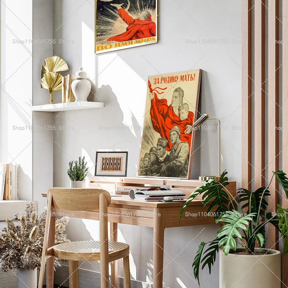 Soviet USSR CCCP Poster – Self-Adhesive Waterproof Wall Sticker Wall Art Sticker Axl