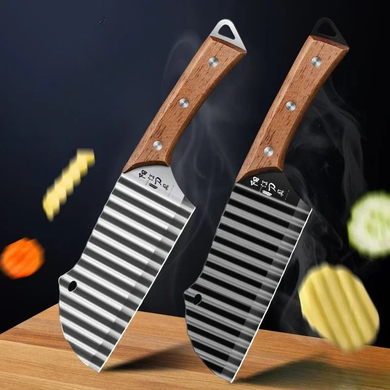 PLYS Stainless Steel Wavy Blade Potato Cutter & Veg Chopper Vegetable Chopper Knife Axl