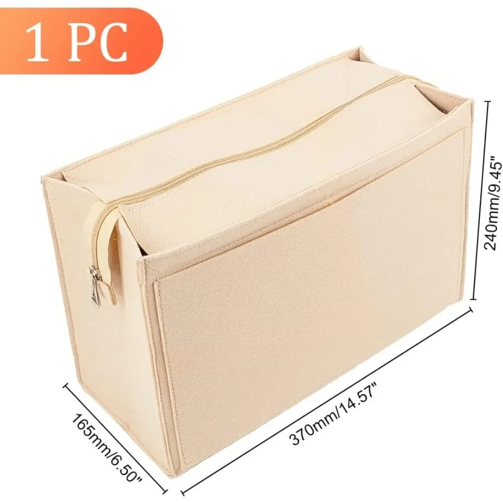 Felt Zipper Handbag Organizer Insert – Multi-Pocket Tote Liner Handbag Organizer Insert Axl