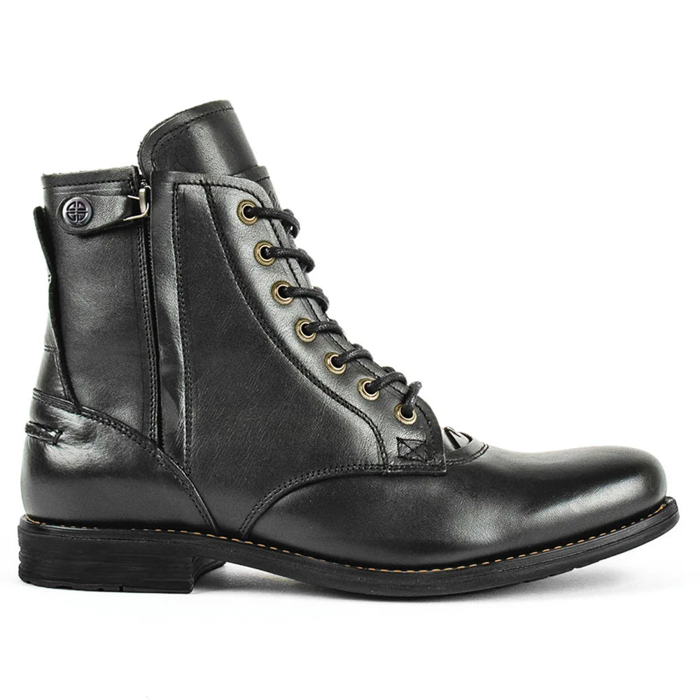 Men's Retro Lace-Up Motorcycle Ankle Boots | Plus Size Motorcycle Ankle Boots Axl