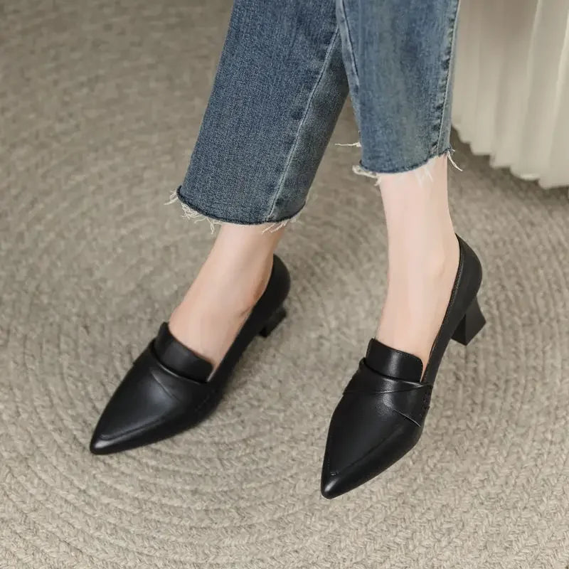 Women's Pointed Toe Square Heel Pumps – Slip-On Work Shoes Women's Heel Pumps Axl