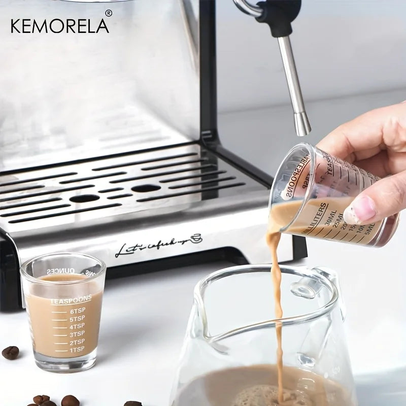 KEMORELA Espresso Shot Glasses 2pc – 30ml Heavy Glass Measure Espresso Measuring Cup Axl