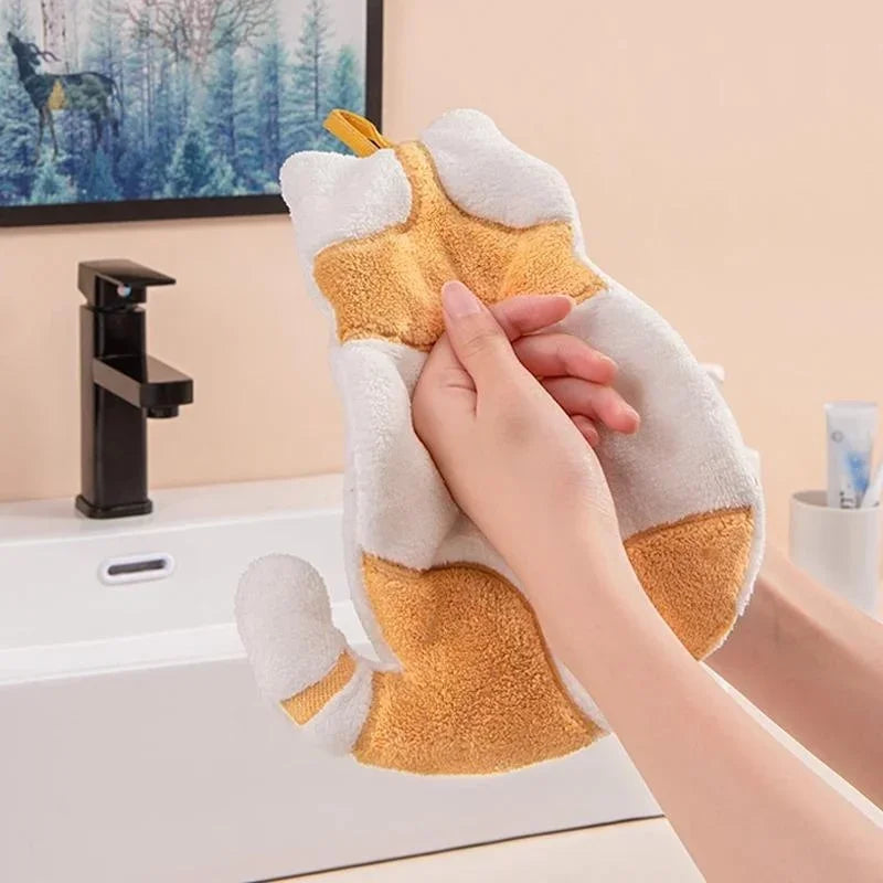 Cute Cat Hand Towel for Kids – Fast-Dry Coral Fleece Kids Hand Towel Axl