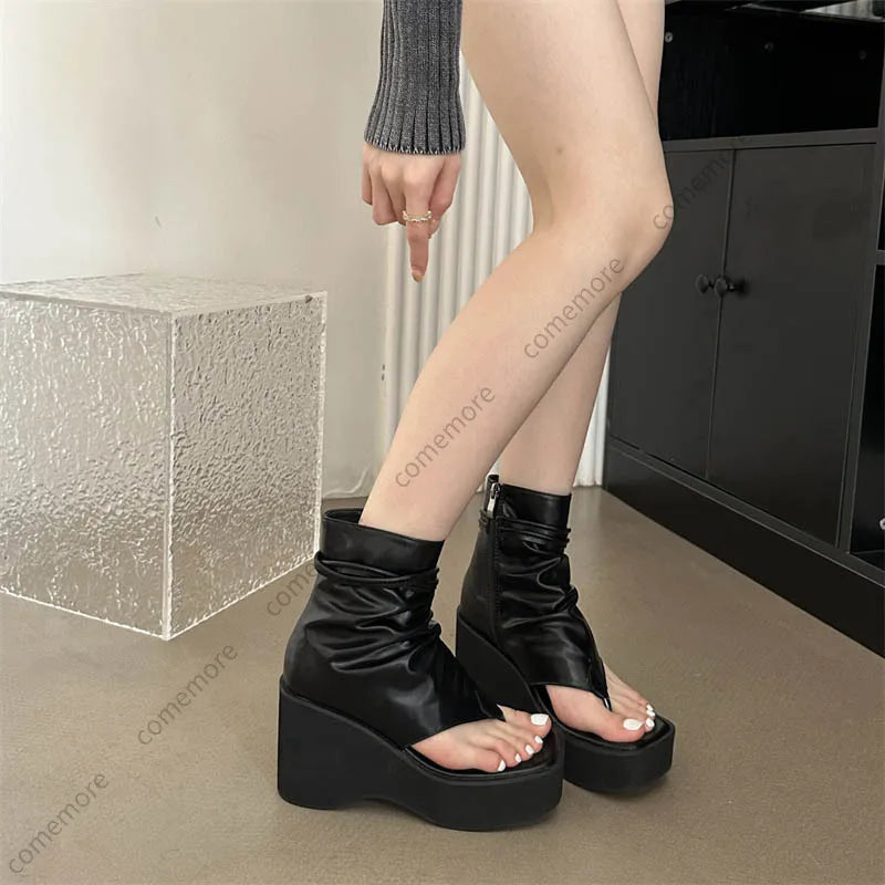 Women's Wedge Platform Gladiator Sandal Boots – Square Toe Wedge Gladiator Sandals Axl