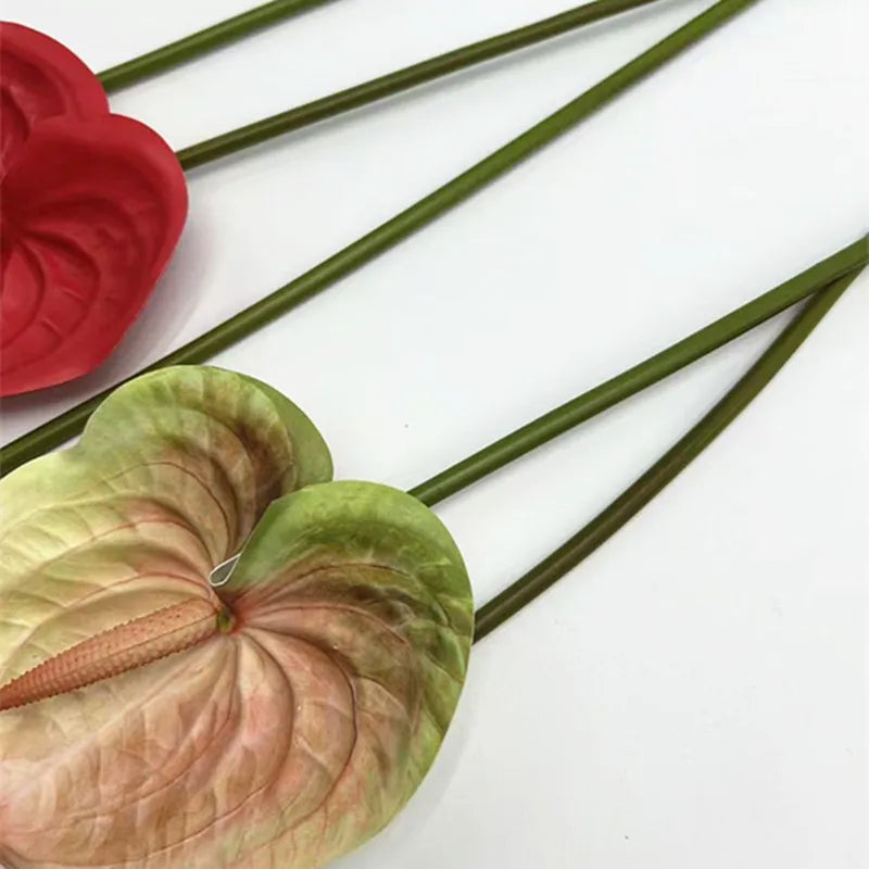 Real Touch PU Anthurium Artificial Flower Branch 61cm Stem Artificial Flower Branch Axl
