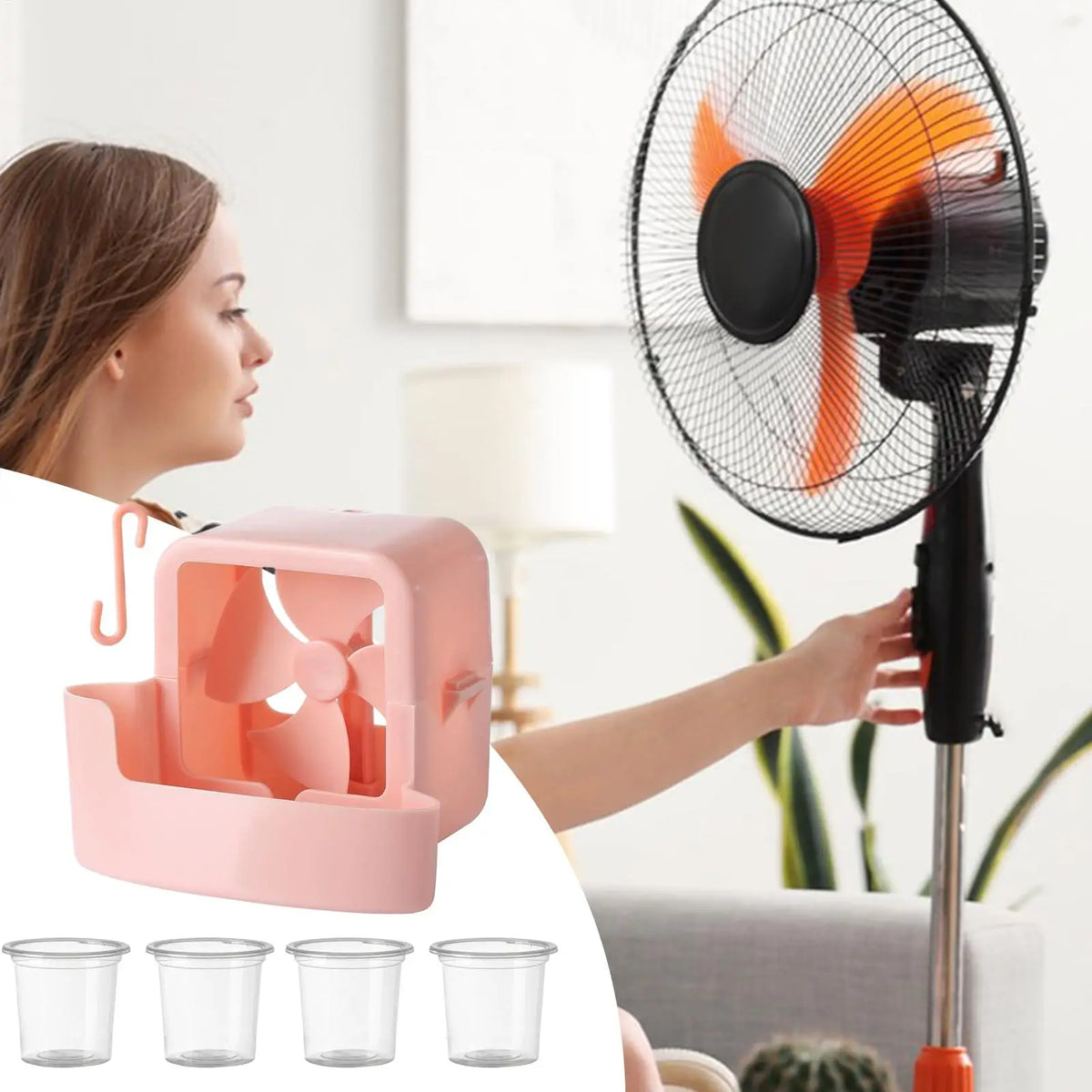 Hangable Fan Ice Box Cooler Attachment – Outdoor Mist Cooling Fan Cooler Attachment Axl
