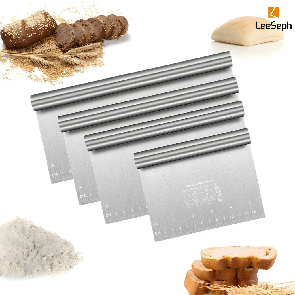 Leeseph Stainless Steel Dough Scraper & Pizza Cutter with Scale Dough Scraper Cutter Axl