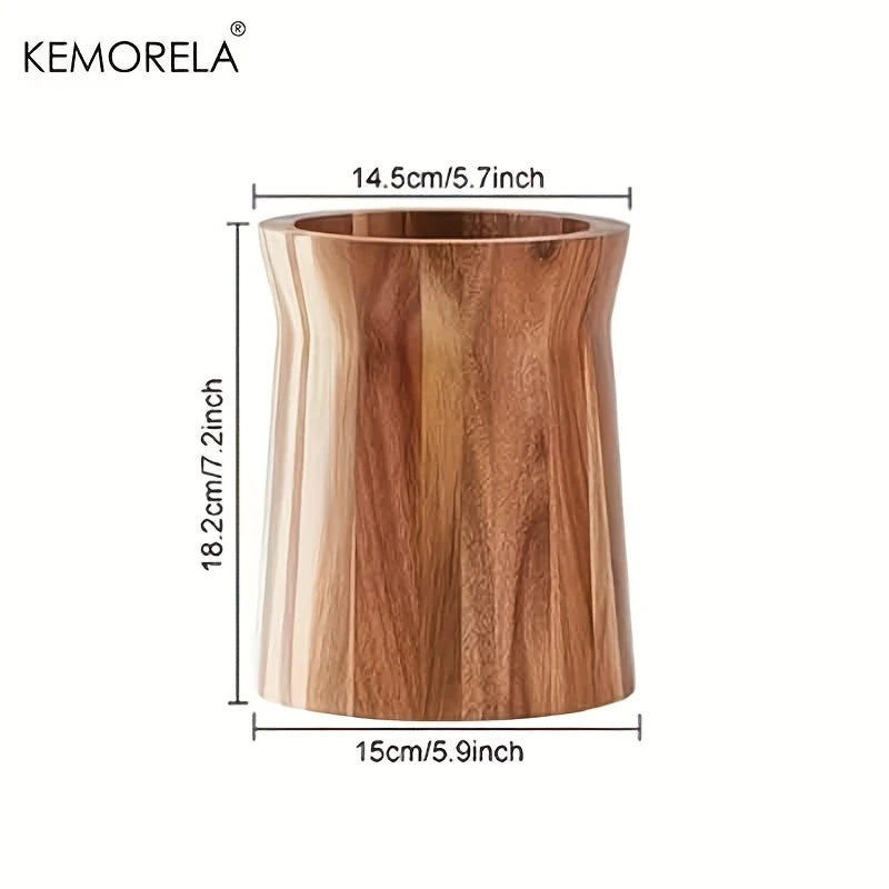 KEMORELA 360° Rotating Wooden Utensil Holder & Countertop Caddy Utensil Holder Axl L