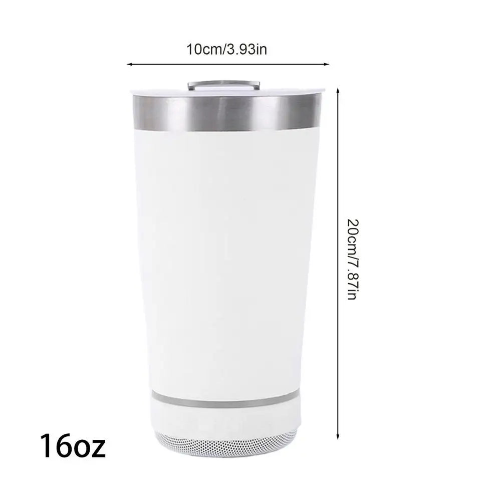 16oz Speaker Tumbler – Wireless Bluetooth Stainless Steel Mug Speaker Tumbler Axl other White