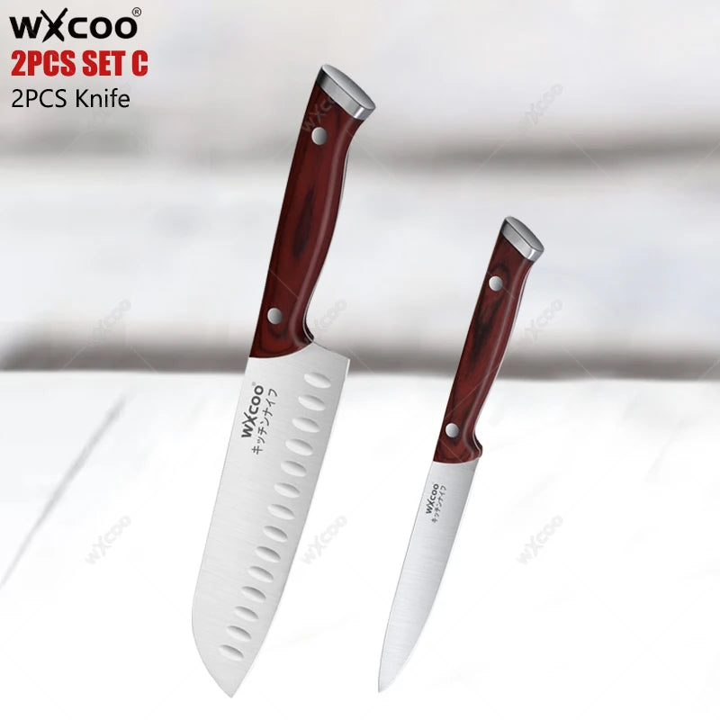 WXCOO Japanese Chef Knife Set – Sharp Stainless Steel Kitchen Chef Knife Set Axl 2PCS SET C
