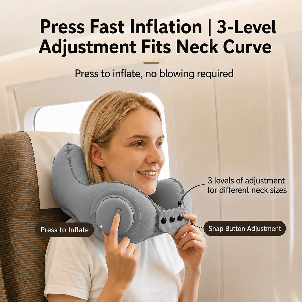 Portable Inflatable Travel Neck Pillow – Push-Button Air Cushion Inflatable Travel Pillow Axl
