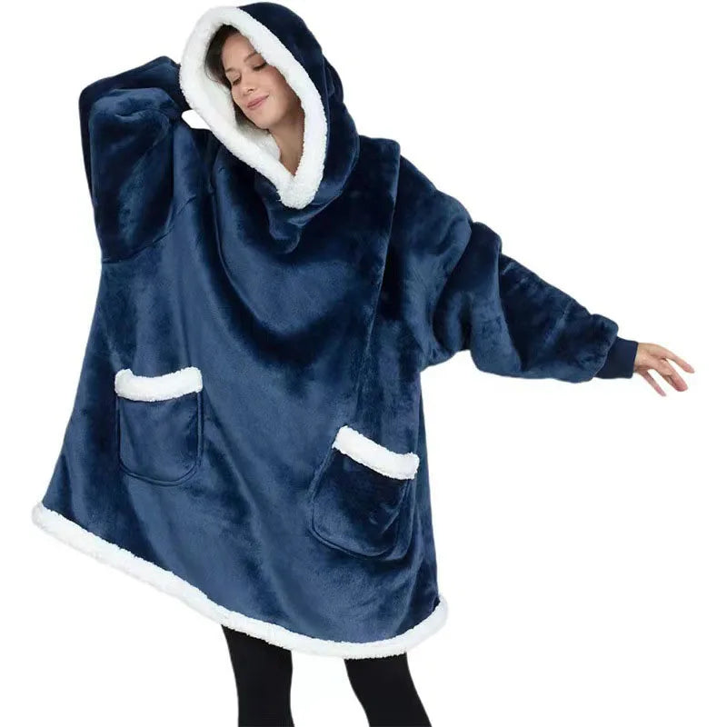 Women's Hooded Fleece Robe – Cozy Winter Pullover Loungewear Women's Lounge Robe Axl
