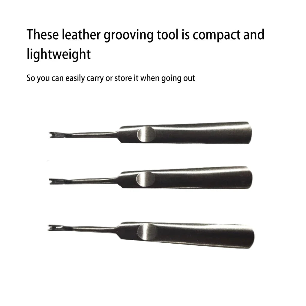 3-Piece Leather Groover Set – U & V Shape Manual Slotting Tools Leather Craft Tool Axl