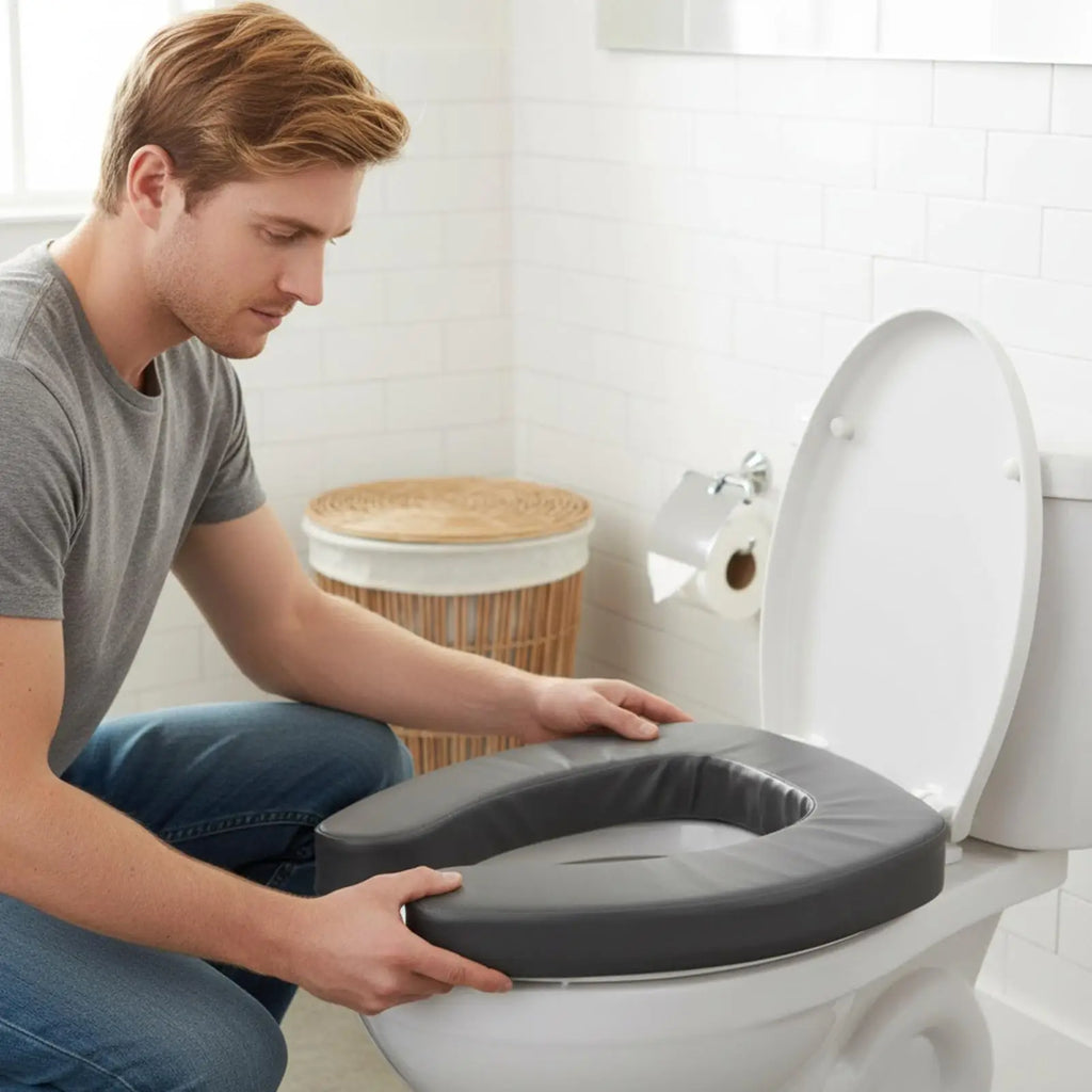 Portable Padded Toilet Seat Riser – Elevated Lift Assist Toilet Seat Riser Axl